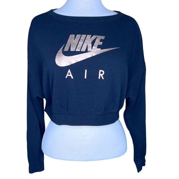 Nike Air Women’s Cropped Sweatshirt w/Metallic Copper Logo & Back Zipper Small - Picture 1 of 8
